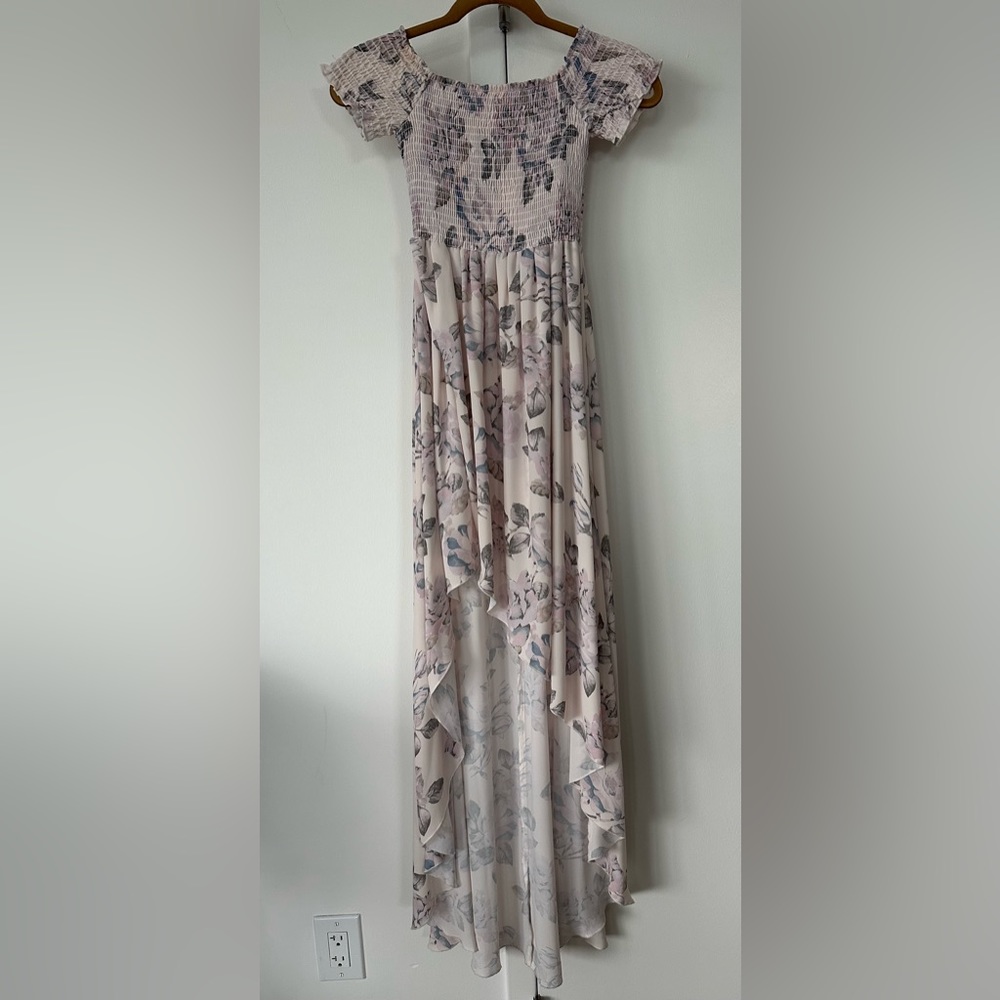 Show Me Your MuMu Floral Ruched high low Dress, Size medium